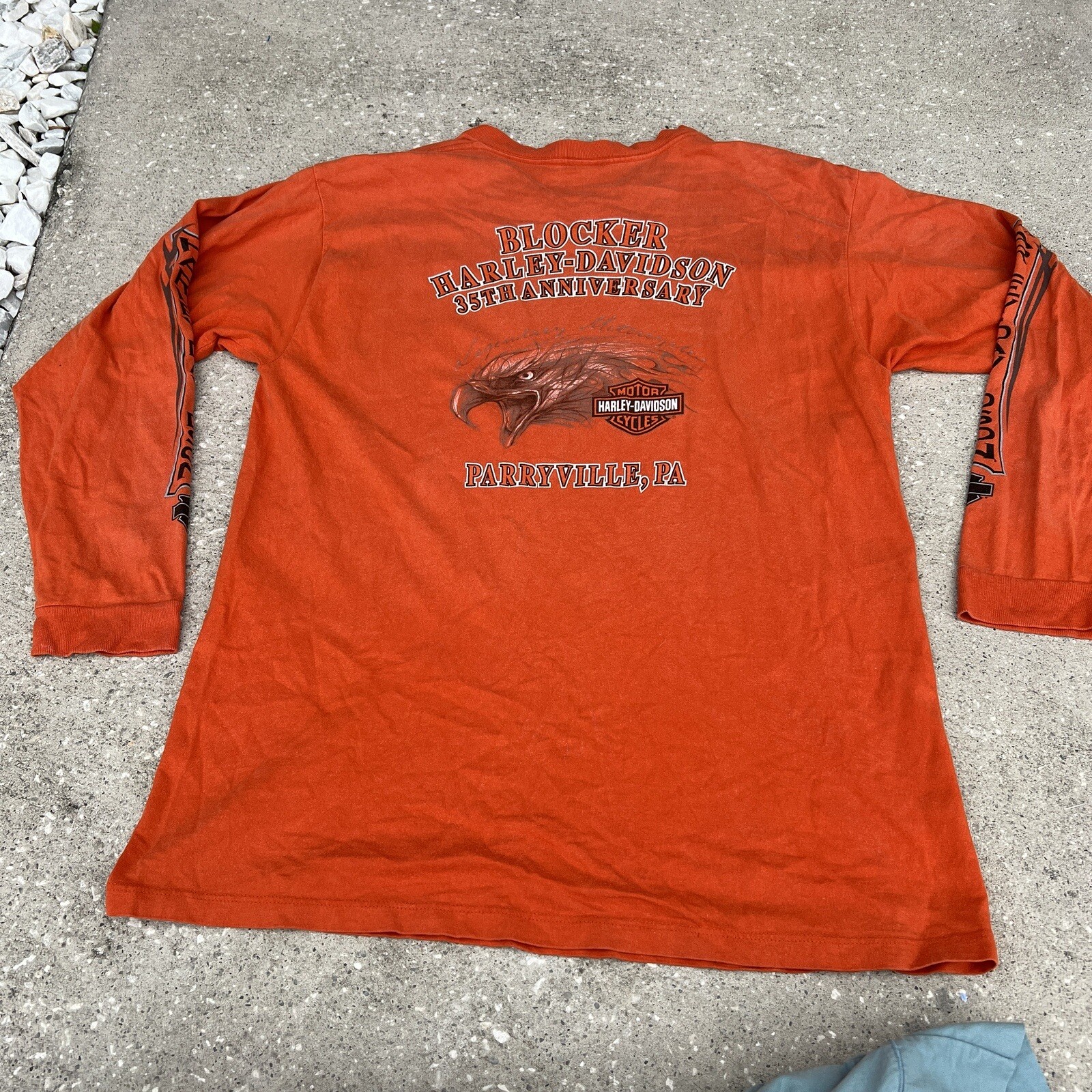 Harley Davidson Shirt Mens Extra Large Orange Long Sleeve Parryville PA