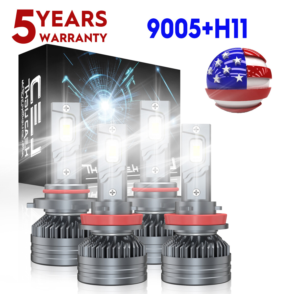 For 2007-2014 Chevy Suburban Tahoe 10000K Bright White LED Headlight Bulbs kit