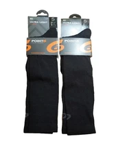 POINT6 Boot Socks Black Merino Wool Ultra Light Crew Hike Woman Sm 2 pairs New