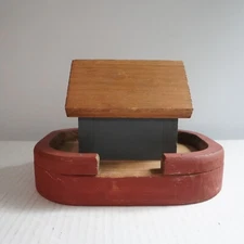 Handmade Folk Art Noah's Ark Box Primitive Style Hinged Lid Toy Storage