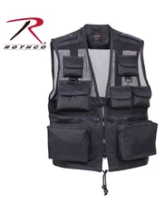 Rothco Black Tactical Recon Vest - Lightweight Nylon Mesh Multi Pocket - Size L