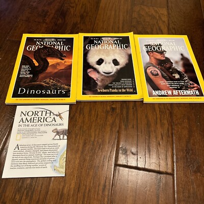 National Geographic Magazine ︱ 1993︱Lot of 3︱Jan︱Feb ︱April With 2-sided Poster