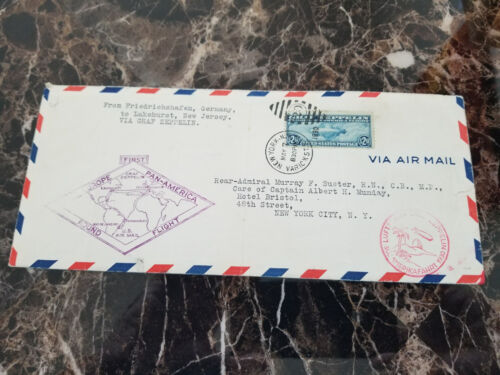 1930 USA Graf Zeppelin Cover Around the World Rear admiral Murray Sueter # C15 - Picture 1 of 3