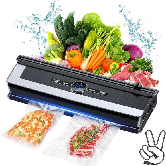 Vacuum Sealer Machine - 8 in 1 Food Food Modes with 15Pcs Seal Bags Kit (Black)
