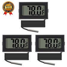 3Pcs Black Digital LCD Thermometer Temperature Monitor with External Probe