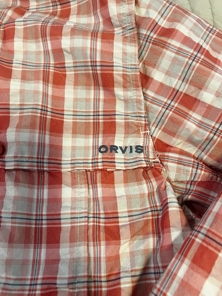 Camisa Orvis Trout Bum Ventilada Para Hombres XL Naranja Tartán Manga Larga Abotonada Pesca Foto 4 de 4