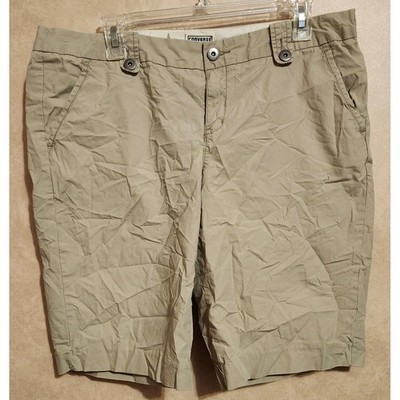 Converse One Star Womens Khaki Chino Shorts Tan Cotton Size 14 Casual Utility
