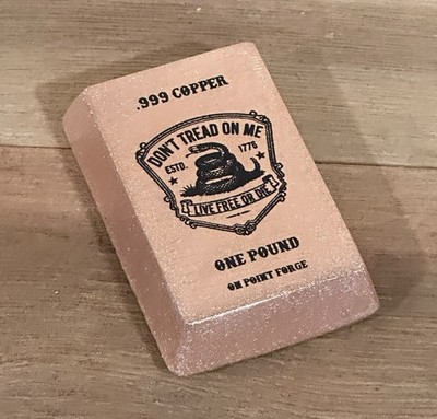 1 lb Pure .999 Copper Bar | Don t Tread On Me Hand poured fine copper bullion