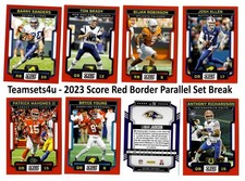 2023 Score Football Red Border Parallel Set Break Front and Back Scans # 1-200