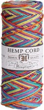 100 Hemp Cord Spool - 62.5m Variegated Rainbow String for Crafts