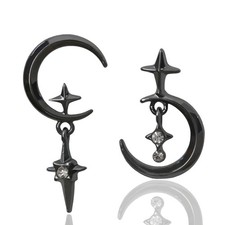 Moon Star Stud Earrings Asymmetric Black Moon Eclipse Gothic Earrings for Women