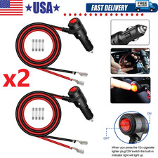 12-24v Fused Led Car Cigarette Lighter Plug Socket Cable Adapter W Switch Lot