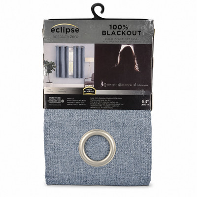 Eclipse Absolute Zero Blackout Curtain Panel Chambray Blue 40x63 Grommet