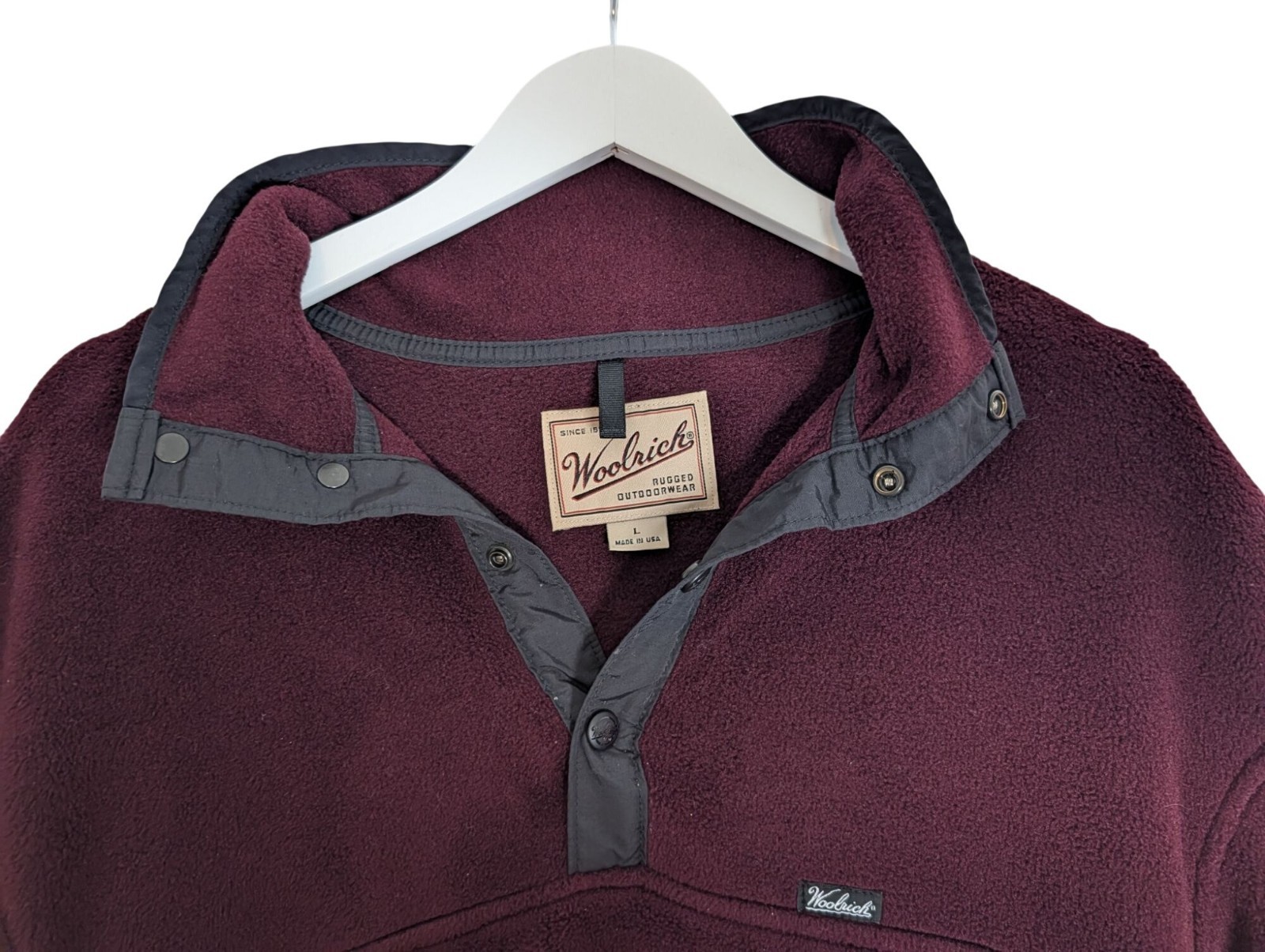 Vintage 90s Woolrich Polartec Maroon 1/4 Snap Fleece Pullover Mens Large USA image 4