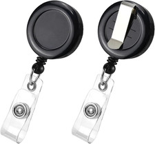 2 Pack Retractable Name Badge Holder Reel with Belt Clip Badge Reel Retractable