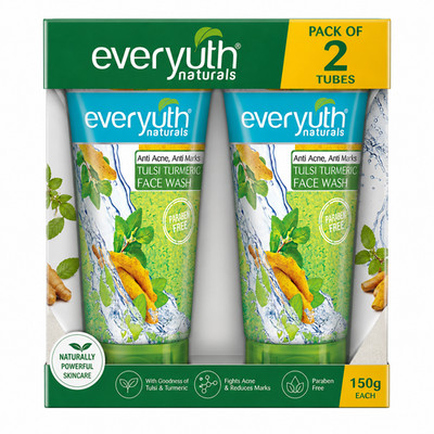 Everyuth Naturals Tulsi Turmeric Face Wash Pack of 2 150g Each Anti Acne Anti