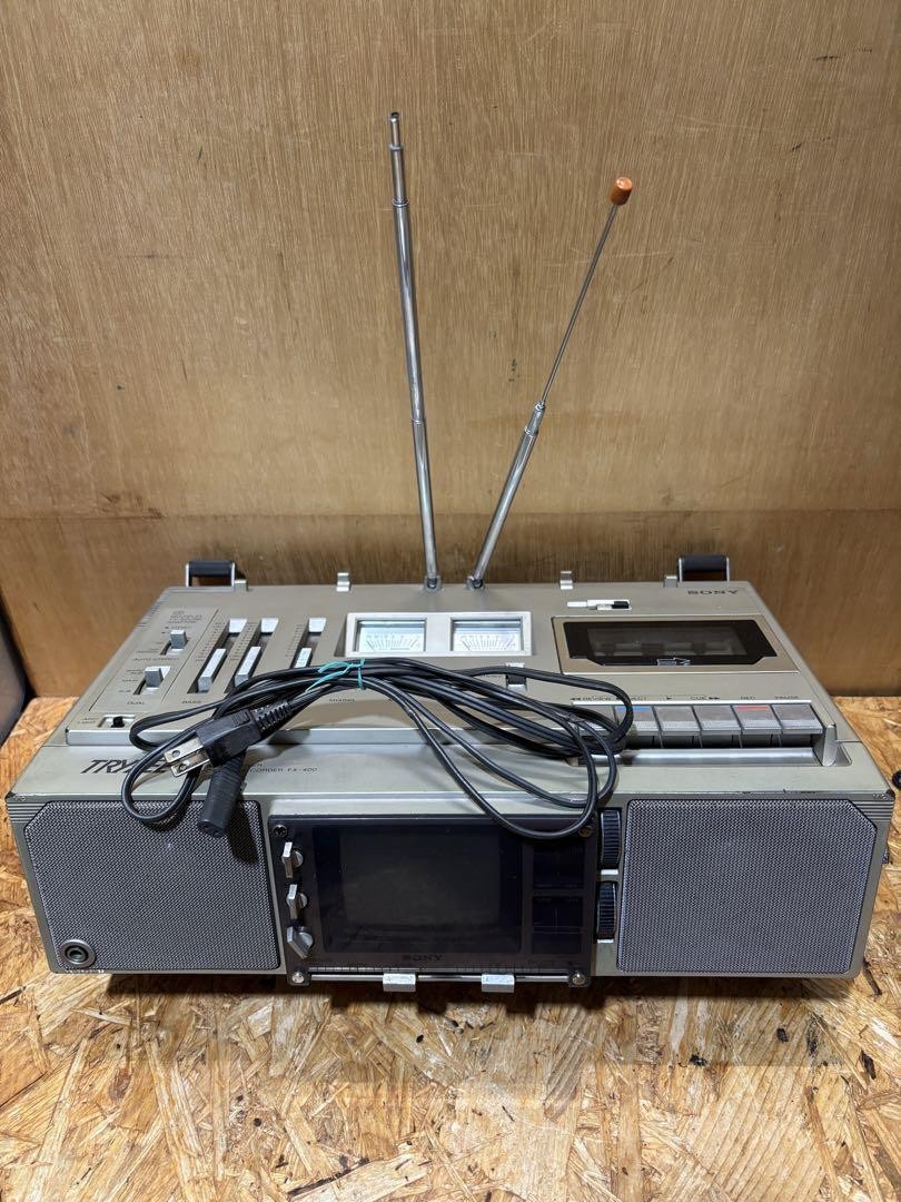 Sony FX-400 Showa Retro Cassette TV AM FM Radio Receiver Used