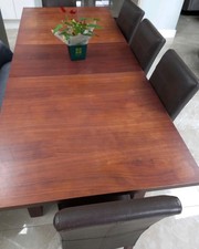 DINING TABLE & 6 CHAIR'S SET EXTENDABLE 2.2M WALNUT BROWN BARGAIN ONLY £90 USED