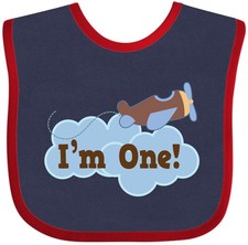 Inktastic 1st Birthday Airplane I'm One Baby Bib First Happy Year Old Plane Boys