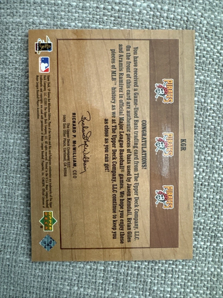 SP Игра Б/у Bat Milestone Editions Тройная Бита Реликвия Кендалл/Джайлс/Рамирес Питт - Изображение 3 из 4