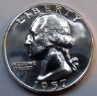 1957-p Washington Quarter 90% Silver .1808 troy oz  PROOF