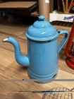 Farm house collectible-Vintage Blue Coffee Pot/red Oil Lamp/ Primitive Strainer — photo 2