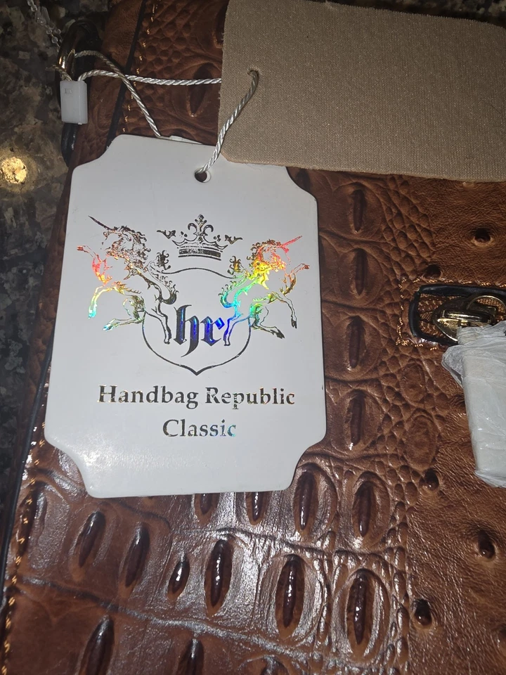 Bolso de Mano Republic Cuero Vegano Imitación Estampado Avestruz con Cartera sin asas a juego Foto 3 de 4