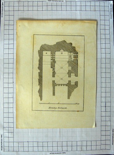 Original Old Antique Print Ref.357 C1790-C1900 Hermitage Warkworth