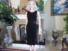 Michael Kors Collection Black Knit Sheath Dress w/Adjustable Belt Detail Size S
