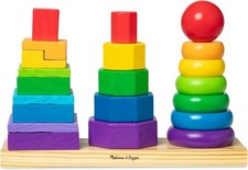 Melissa  Doug Geometric Stacker Wooden Educational Classic Toy FREE SHIPPING