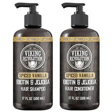 Spiced Vanilla Mens Shampoo and Conditioner Set with Biotin and Jojoba Oil - ...