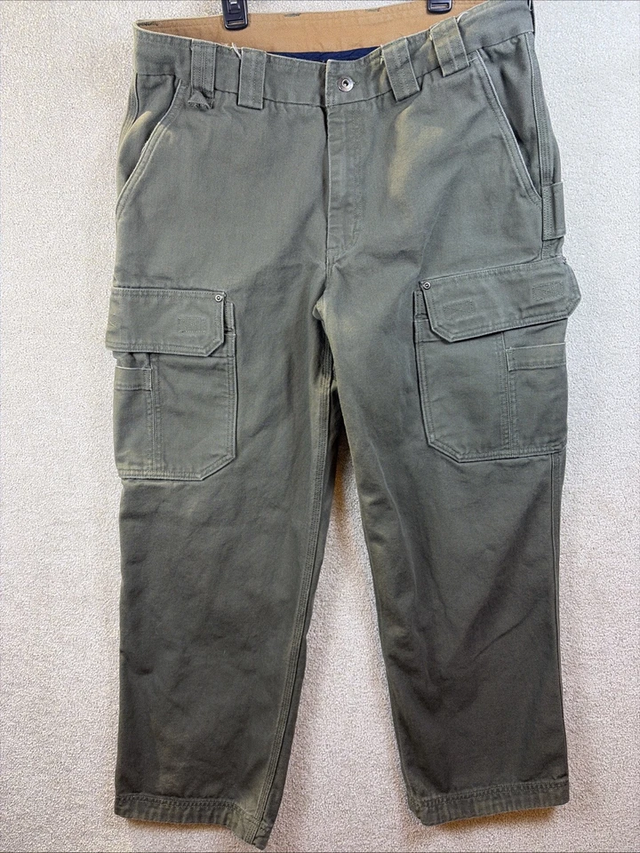 Pantalones cargo Duluth Trading Co para hombre *36x30 verde lona manguera contra incendios ropa de trabajo relajada Foto 2 de 4