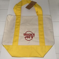 Trader Joe's Mini Canvas Tote Bag Yellow NWT Free Shipping Sold Out