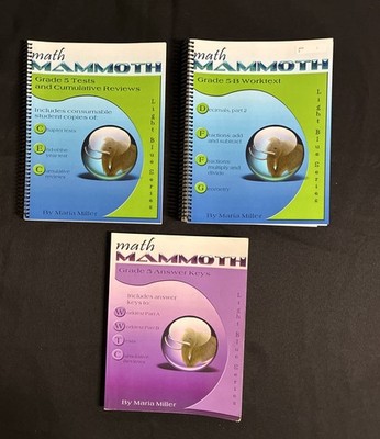 Math Mammoth Grade 5 Answer Keys, Tests Reviews and 5-B Worktext, Color Edition