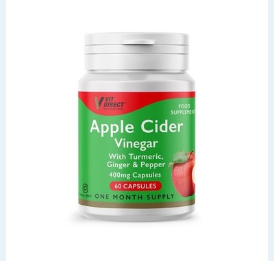 Vit Direct Apfelessig mit Kurkuma Ingwer & Pfeffer 400mg - 60 Kapseln