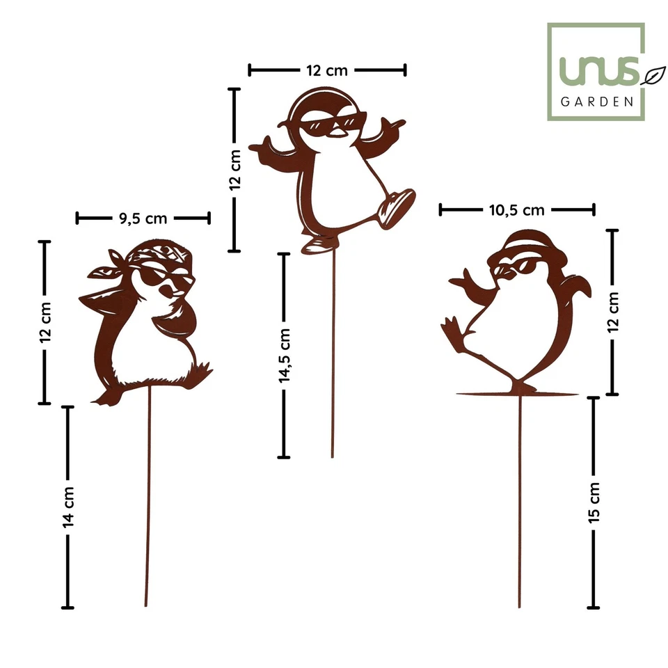 UNUS Gartenstecker Pinguine, Gartendeko,Rostoptik, wetterfest, dekorativ - Bild 2 von 4