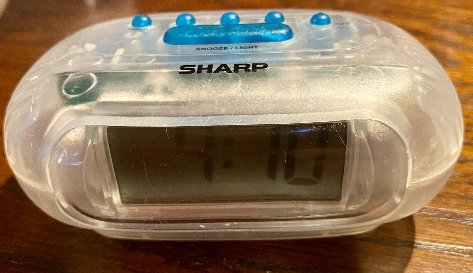Vintage Sharp Transparent Travel Alarm Clock With Back Light Battery Powered