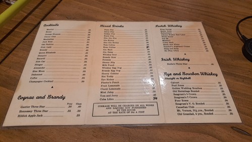 1941 Vintage Wine List Menu YE OLDE KNIGHT TAVERN Hotel Worth Buffalo NY - Picture 3 of 5