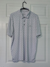 Adidas Golf Polo Shirt Mens Large White All Over Logo Print Stretch Performance