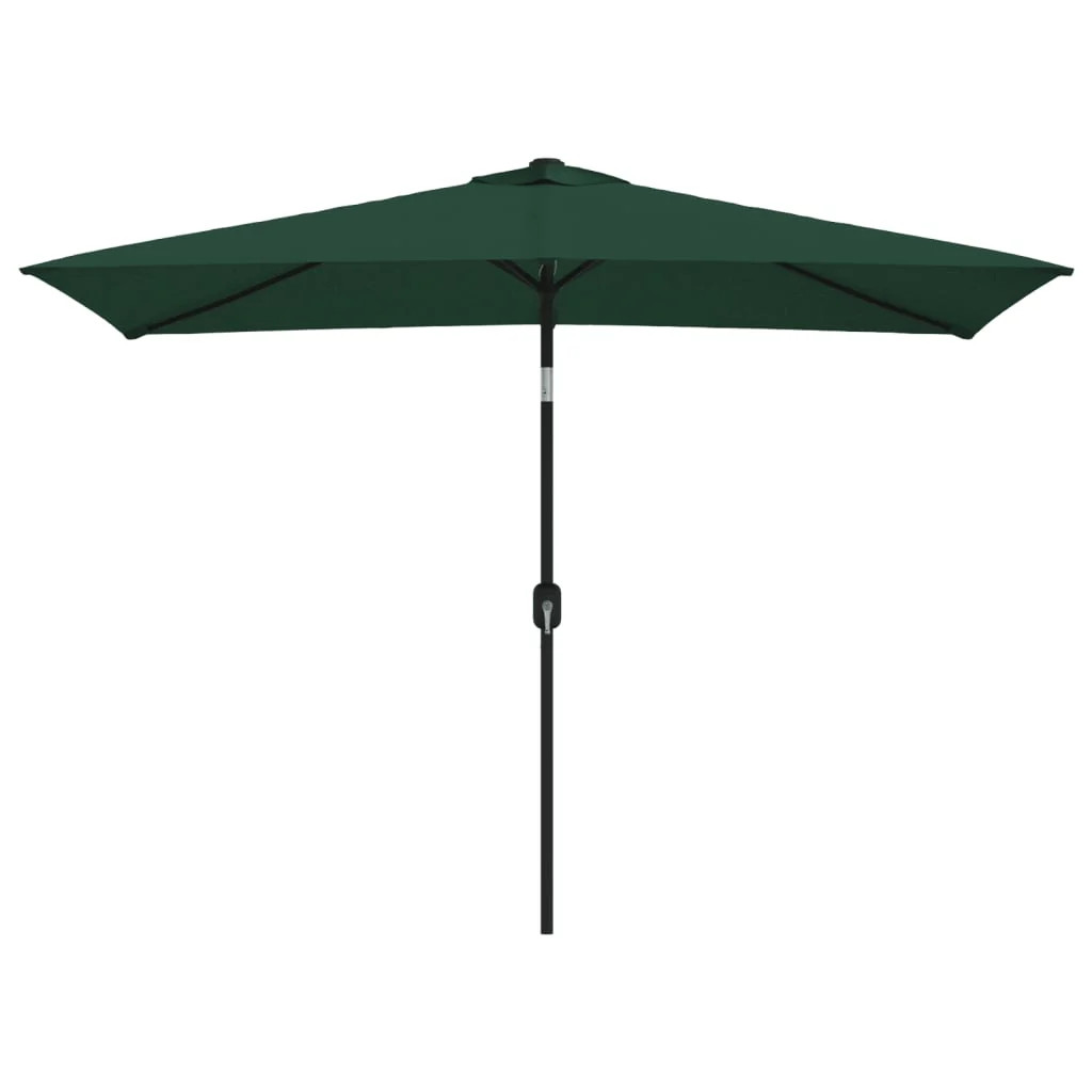 Parasol 200 x 300 cm vert rectangulaire de jardin anti-UV avec manivelle
