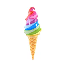 34" Inflatable Rainbow Ice Cream Cone Swim Pool Water Float Blow Toy Party Decor