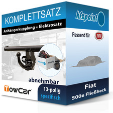 TOWCAR Anhängekupplung abnehmbar und E-Satz 13polig für Fiat 500e Fließheck 20-