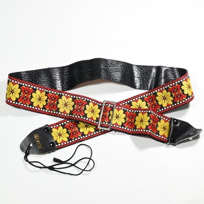 Vintage MORRIS Hippie Embroidered Jacquard Guitar Strap Japan - Metal Buckle