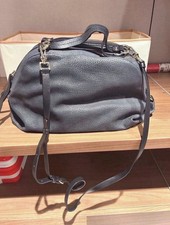 Borbonese Borsa a Spalla in Pelle Martellata Grigio Scuro
