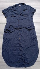 Teddi Rose Dress Adult Womens Large Navy Button Down Belted Tencel Pockets