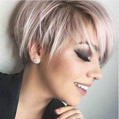 Women's Short Pink Blonde Layered Synthetic Wig for Cosplay & Daily Wear