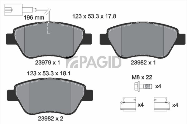 Bremsbelagsatz Scheibenbremse Pagid T1648N FüR Fiat Punto 500 Multijet 312AXE1A-image