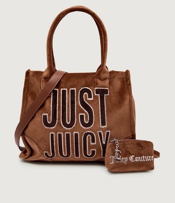 Juicy Couture Tasche Patch Shopping Brown Iris Patch Velvet Shopping Bag