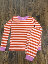 Hanna Andersson orange striped long John pajamas size 10/140