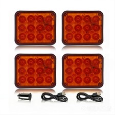 4Pcs 12LED Amber Magnetic Rechargeable Strobe Warning Beacon Truck Trailer